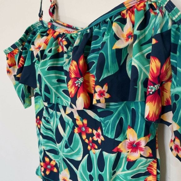 Womens Small Tropical One Piece Swimsuit New NWT - Picture 2 of 7